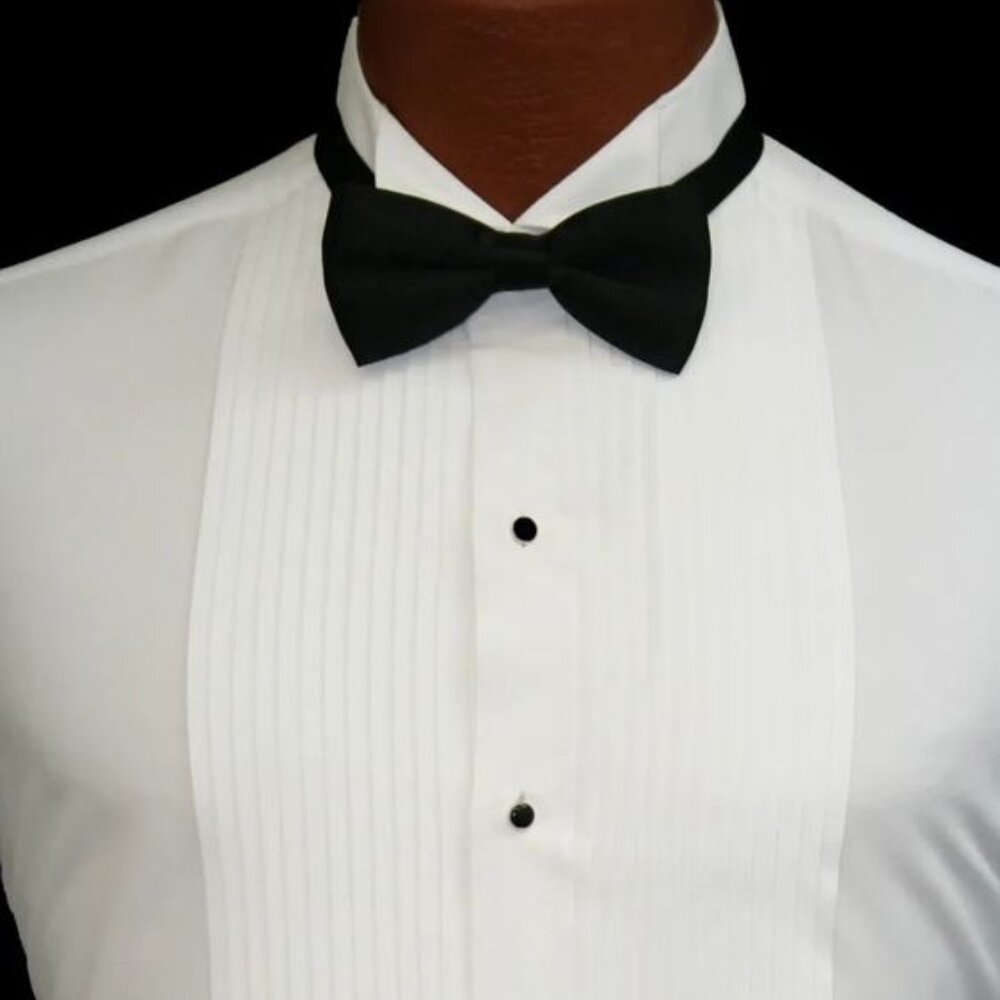 Gerald Austin Men's Wingtip-Collar Pleated White Piqué Tuxedo Dress Shirt